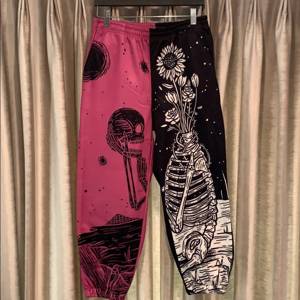 Women’s Pink and Black Cropped Joggers